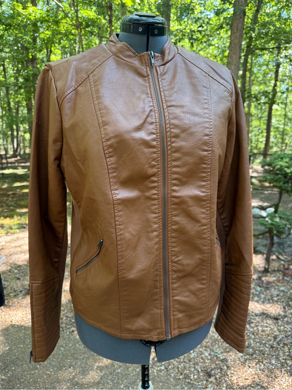 Torrid Moto Jacket Tan Brown Faux Leather Zip